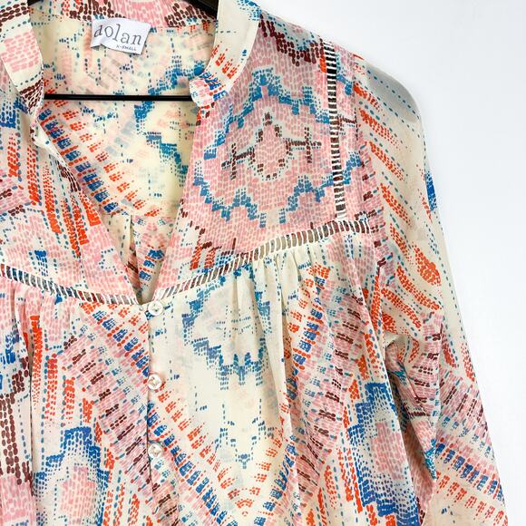 Anthropologie Dolan XS Melilla Peasant Blouse Top Popover Cream Pink - Picture 2 of 10